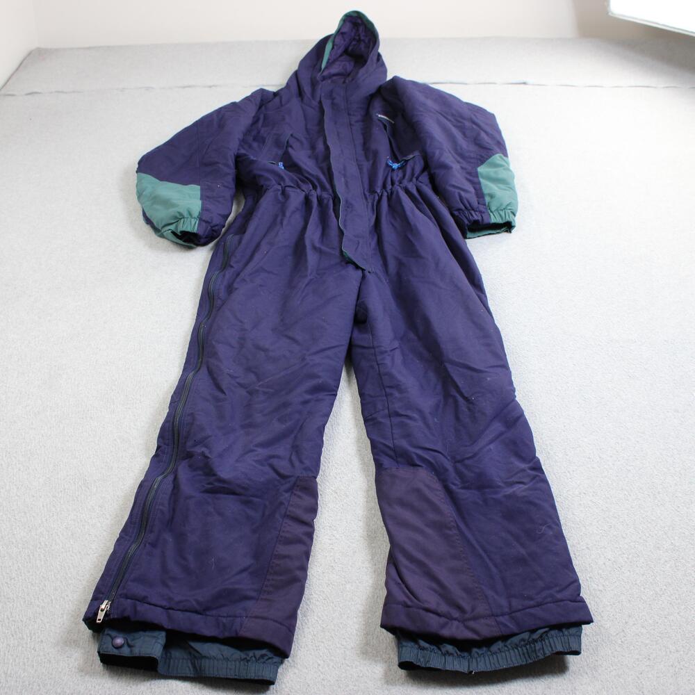 Vintage Patagonia Snowsuit Kids Large Purple Green Hooded Insulated Ski 95 READ